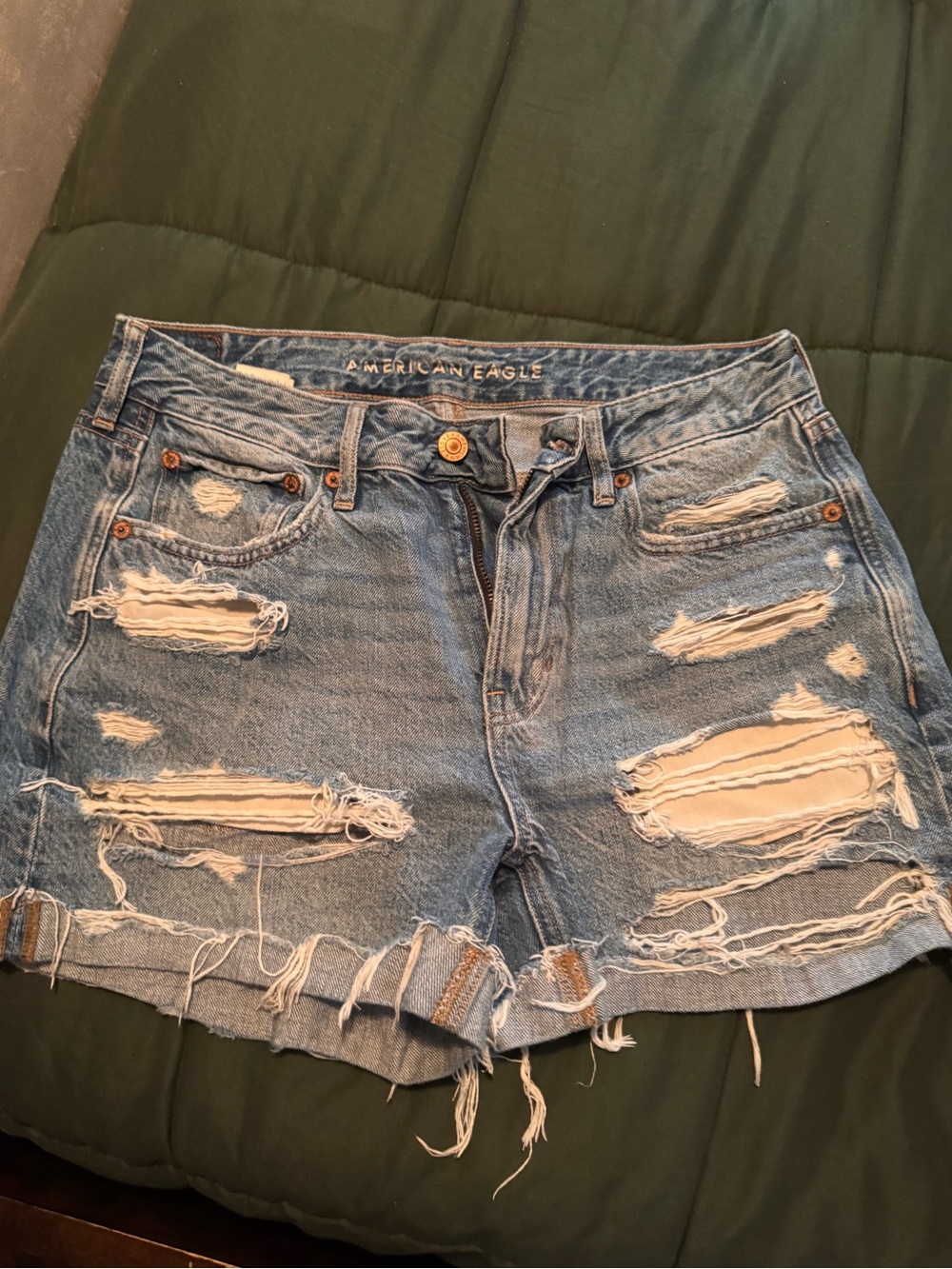 American Eagle Outfitters Ripped Light Blue Denim Shorts